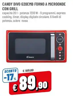 DPiù Candy divo g20cmb forno a microonde con grill offerta