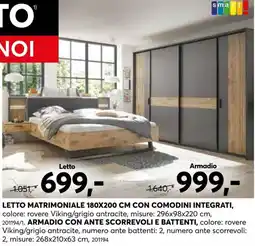Dipo Arredamenti Letto matrimoniale con comodini integrati offerta