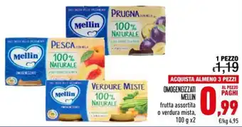 Omogeneizzati Mellin frutta assortita o verdura mista