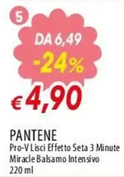 Famila Superstore Pantene Pro-V Lisci Effetto Seta 3 Minute Miracle Balsamo Intensivo offerta