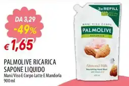 Famila Superstore Palmolive ricarica sapone liquido mani/viso e corpo latte e mandorla offerta