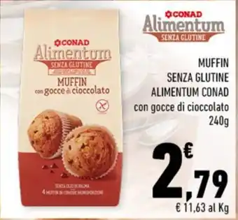 Muffin senza glutine Alimentum Conad con gocce di cioccolato
