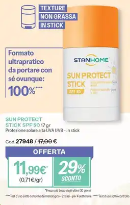Stanhome Stanhome sun protect stick spf 50 offerta