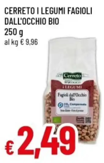 Cerretto i legumi fagioli dall'occhio bio