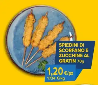 Spiedini di scorfano e zucchine al gratin