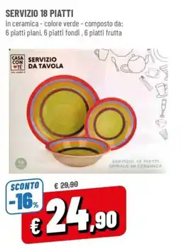 Famila Servizio 18 piatti in ceramica - colore verde offerta