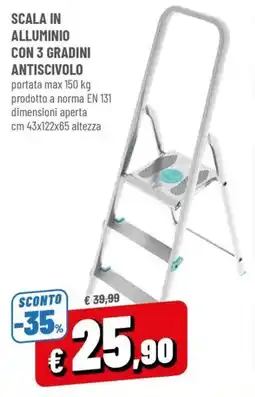 Famila Scala in alluminio con 3 gradini antiscivolo offerta