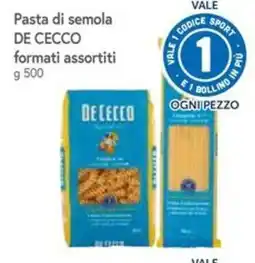 Famila Superstore Pasta di semola De Cecco formati assortiti offerta