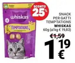 Supermercati Gulliver Snack per gatti temptations whiskas offerta