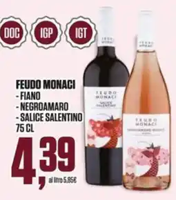 Coop Master Alleanza 3.0 Feudo Monaci Fiano Negroamaro Salice Salentino offerta