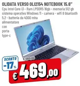 Famila Olidata Verso Oli2154 Notebook 15.6" offerta