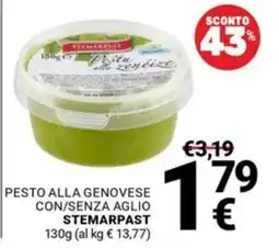Supermercati Gulliver Pesto alla genovese con/senza aglio stemarpast offerta