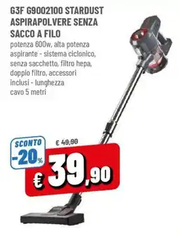 Famila G3F G9002100 Stardust Aspirapolvere Senza Sacco A Filo offerta