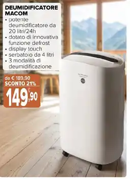 Iperal Deumidificatore Macom offerta