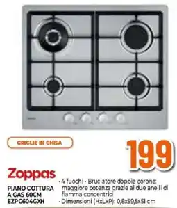 Iperal Zoppas piano cottura a gas 60cm offerta