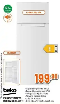 Iperal Frigo 2 porte Beko offerta