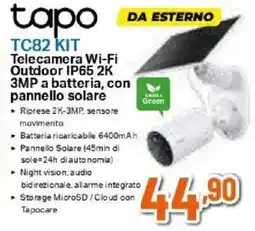 Iperal Tapo TC82 KIT Telecamera Wi-Fi Outdoor IP65 2K 3MP a batteria, con pannello solare offerta