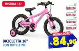 Punto Shopping Megastore Bicicletta 16" con rotelline offerta