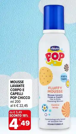 Iperal Mousse lavante corpo e capelli Pop Chicco offerta