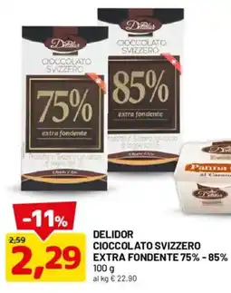 DPiù Delidor cioccolato svizzero extra fondente offerta