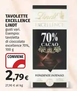 Coop Tavolette excellence Lindt offerta