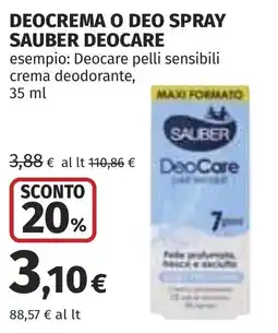 Coop Deocare pelli sensibili crema deodorante offerta