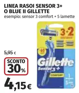 Coop Linea rasoi sensor 3+ o blue ii gillette offerta