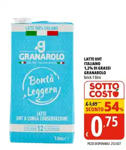 Tigros Latte UHT italiano Granarolo 1,2% grassi offerta
