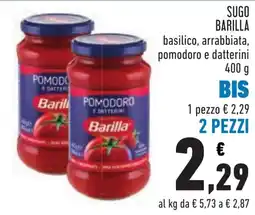 Conad Sugo Barilla basilico, arrabbiata, pomodoro e datterini offerta