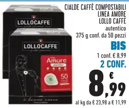 Conad Cialde caffè compostabili linea Amore Lollo Caffè autentico offerta