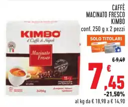 Conad Caffè macinato fresco Kimbo offerta
