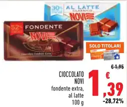 Conad Cioccolato Novi fondente extra, al latte offerta
