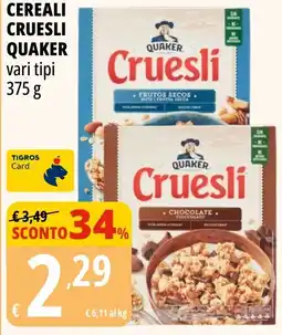 Tigros Cereali Cruesli Quaker offerta
