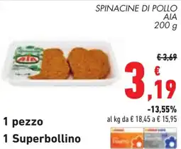 Conad Spinacine di pollo AIA offerta