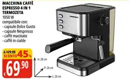 Tigros Macchina caffè espresso 4 in 1 Termozeta offerta