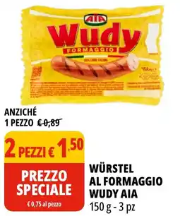 Tigros Würstel al formaggio Wudy Aia offerta