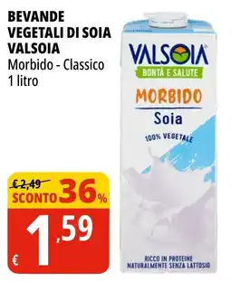 Tigros Beverage vegetale di soia Valsòia Morbido - Classico offerta