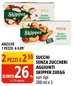 Tigros Succhi senza zuccheri aggiunti Skipper Zuegg offerta
