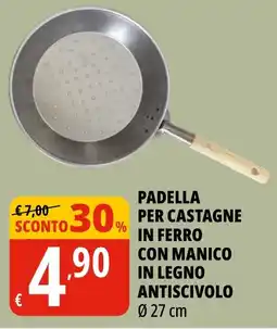 Tigros Padella per castagne in ferro con manico in legno offerta