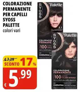 Tigros Colorazione permanente per capelli Syoss Palette offerta