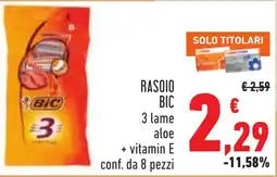 Conad Rasoio Bic 3 lame aloe + vitamin E offerta