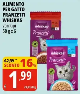 Tigros Alimento per gatto Pranzetti Whiskas offerta