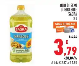 Conad Olio di semi di girasole Sagra offerta