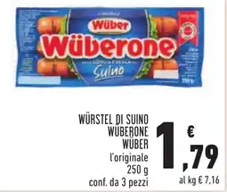 Conad Würstel di suino Wüberone Wüber l'originale offerta