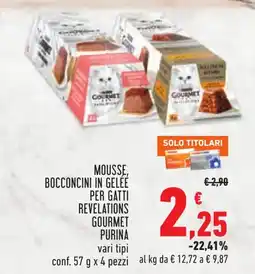 Conad Mousse, bocconcini in gelée per gatti revelations gourmet purina offerta