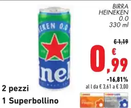 Conad Birra Heineken 0.0 offerta