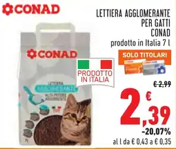 Conad Lettiera agglomerante per gatti Conad offerta