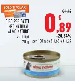 Conad Cibo per gatti HFC Natural Almo Nature offerta