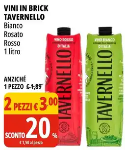 Tigros Vini in brick Tavernello offerta