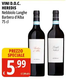Tigros Vini D.O.C. Heredis Nebbiolo Langhe Barbera d’Alba offerta